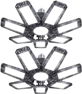 2pcs LED Garage Light Deformable 600W,60000LM Work Shop Ceiling Bulb Lamp E27/26