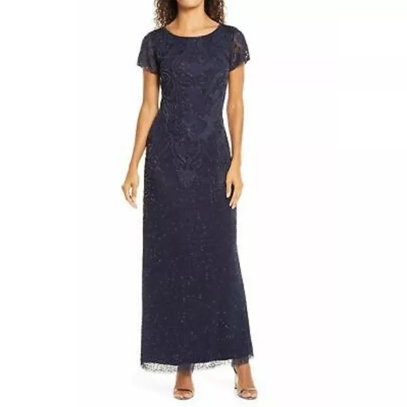 Beaded longline gown pisarro nights top