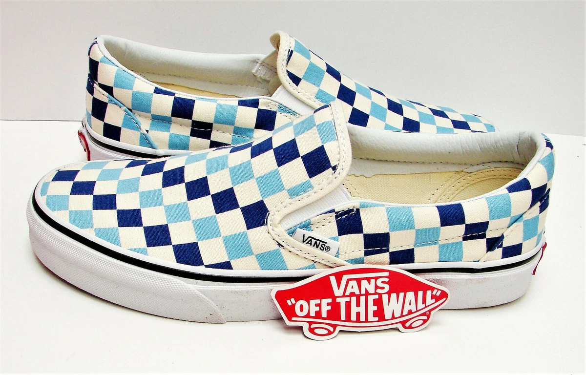 Vans Classic Slip On Checkerboard Blue Topaz VN0A38F7QCM Men s Size 10
