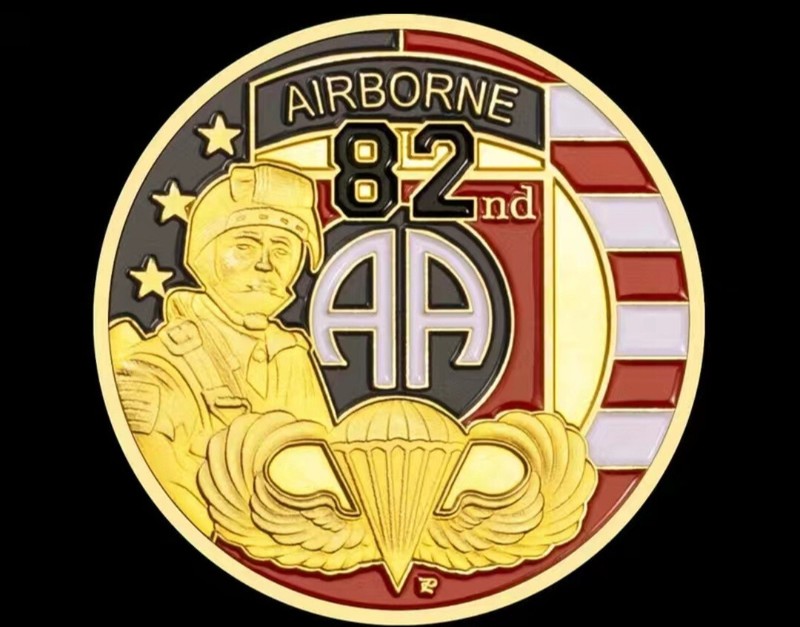 U.S. ARMY, 82nd AIRBORNE DIVISION, CHALLENGE COIN, GOLD, FREE SHIPPING