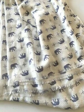 BASS Scarf ELEPHANTS Lilac White Wrap Woven Fringe Trim Oblong 34" x 70" Sheer