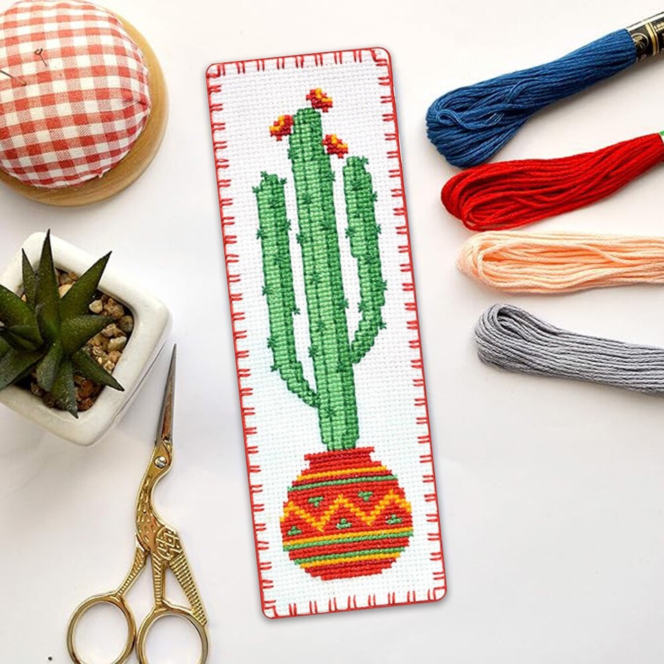 11CT Stamped DoubleSided Clock Bookmark Making Kit 18x6cm for Reading