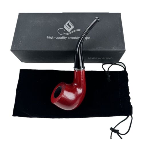Durable Wooden Wood Smoking Pipe Tobacco Cigarettes Cigar Pipes Enchase Gift w/ - Picture 3 of 6