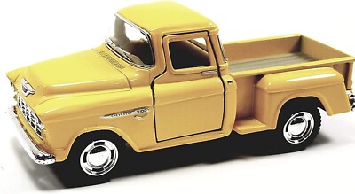 Kinsmart Chevy Stepside Lemon Yellow 1955 Pickup 1/38 O Scale Diecast Truck
