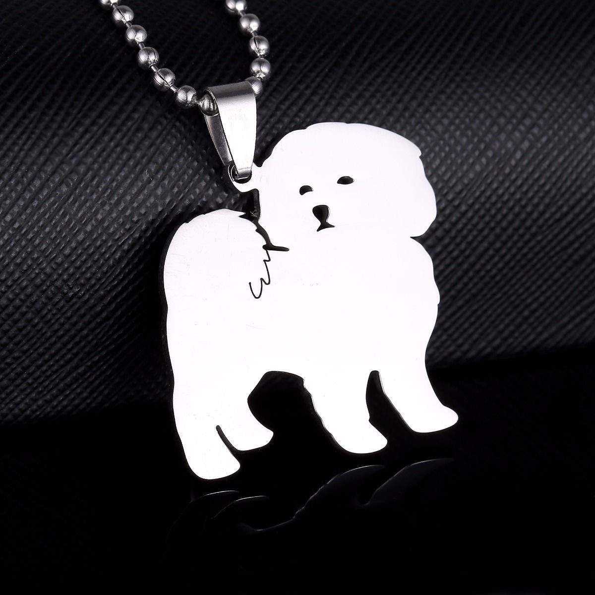 Colgante Dije Bichon Frise Tenerife Pelo Perro Mascota Mascota con Cadena
