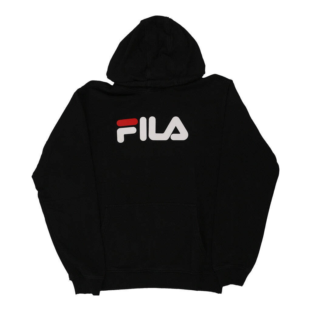 Felpa con cappuccio Fila Spellout cotone nero medio