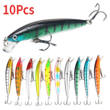 Minnow Fishing Lures Baits Crankbaits Jerkbait Lot Hooks Baits Bass Tackle 10Pcs