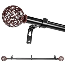 3/4 Inch Adjustable Splicing Curtain Rods, Ball Cage Finials, 28"-120"