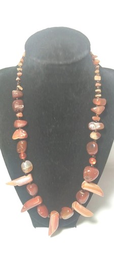 Carnelian Agate Stone Crystal Statement Choker Necklace Vintage 1980's Jewelry - Picture 9 of 9