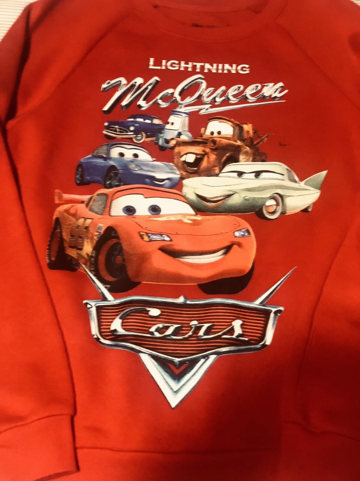 ALEXANDER MCQUEEN Felpa rossa Disney Pixar CARS Lightning McQueen taglia Med unisex bambini NUOVA