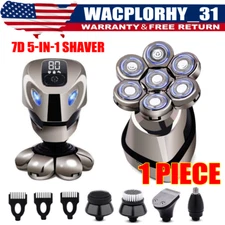 7D 5-in-1 Shaver Cordless Hair Trimmer Bald Head Razor Electric For Men Wet Dry