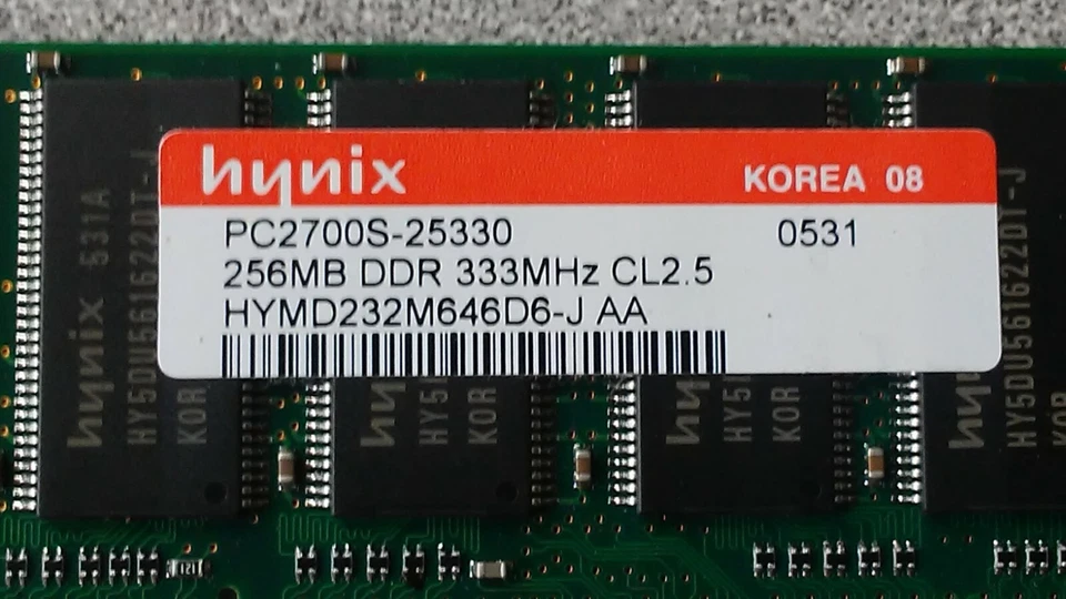 Hynix 256MB DDR PC2700 333MHz HYMD232M646D6 SODIMM Laptop Notebook RAM Memory - Image 4 of 4