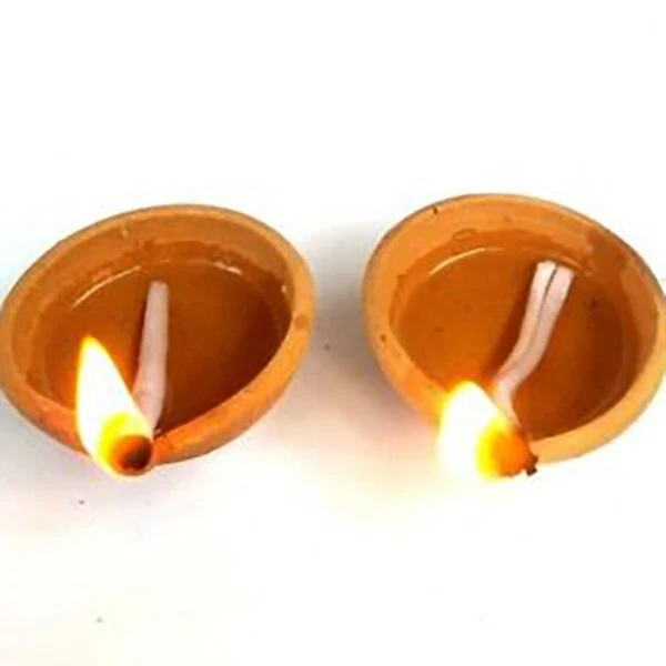 Lámpara de aceite de cerámica de arcilla tradicional hecha a mano 10 piezas festival hogar decoración habitación Foto 3 de 4