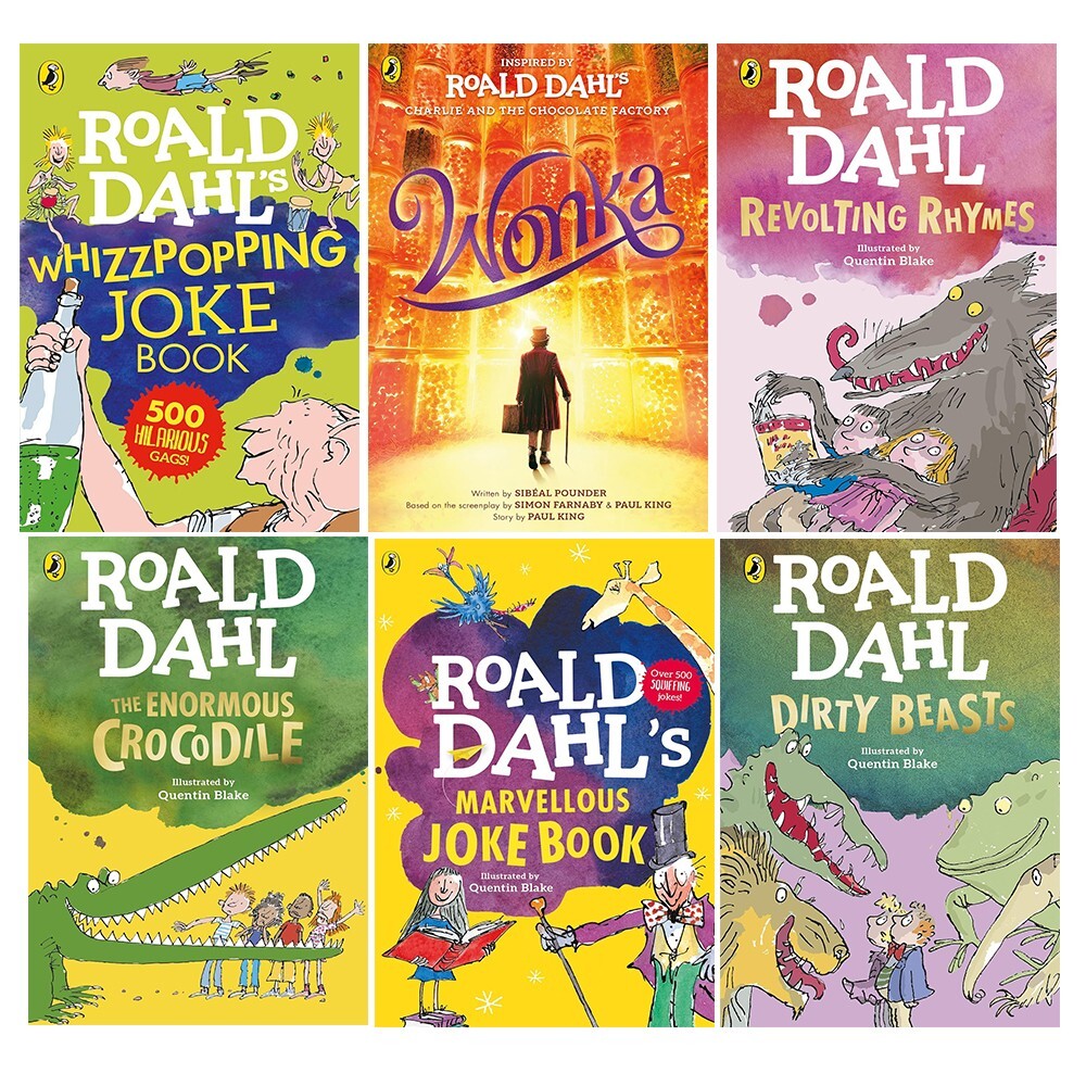 Roald Dahl Colllection 6 Books Set Marvellous Joke,  Enormous Crocodile, Wonka