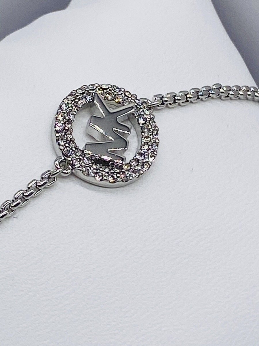 MICHAEL KORS Gift Box SILVER Circle Pave Crystal Logo Charm