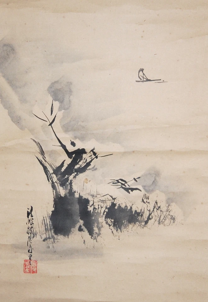 ВИСЯЧИЙ СВИТОК KAKEJIKU / пейзаж картина Tanshin Kano Morimichi 狩野探信守道686 - Изображение 4 из 4