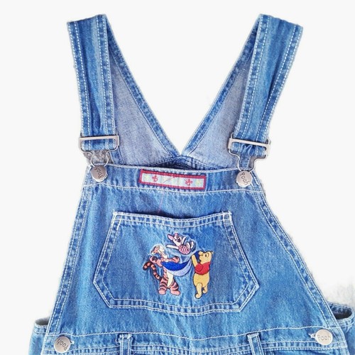 Vtg Disney Pooh Kids Overalls 12 Blue Denim Embroidery Tigger Piglet Jerry Leigh - Picture 4 of 13