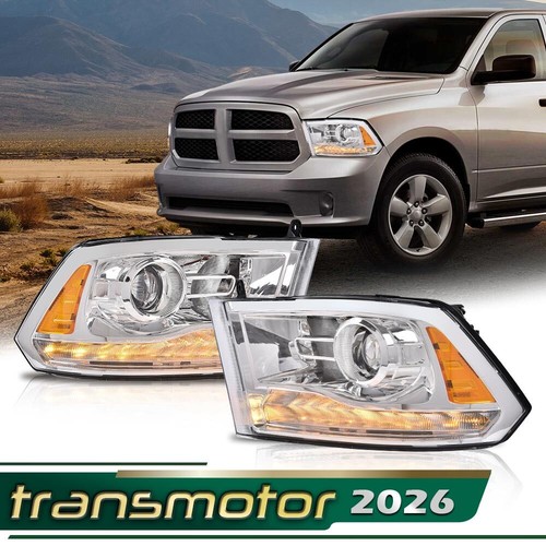 Fit For 2013-2018 Dodge Ram 1500 2500 3500 Chrome LED DRL Headlights Headlamps - Picture 11 of 11