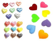 100 pcs Cute Satin dot, gingham or felt Heart Padded Appliques size 20 x 15 mm m