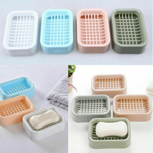 Soap Storage Box Water Draining Dish Bathroom Shower Case Drainer Holder Tool - Picture 1 of 14