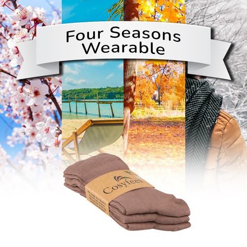 Cosyfeel® Women Crew Dress Socks 3-Pack Bamboo Material Durable Seamless Toe - Picture 33 of 133