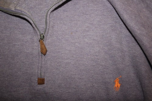 POLO RALPH LAUREN 3XLT Tall Light Purple w/ Orange Pony Quarter Zip Sweater