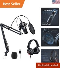 192kHz/24bit USB Condenser Microphone Studio Headphones Set for Creators