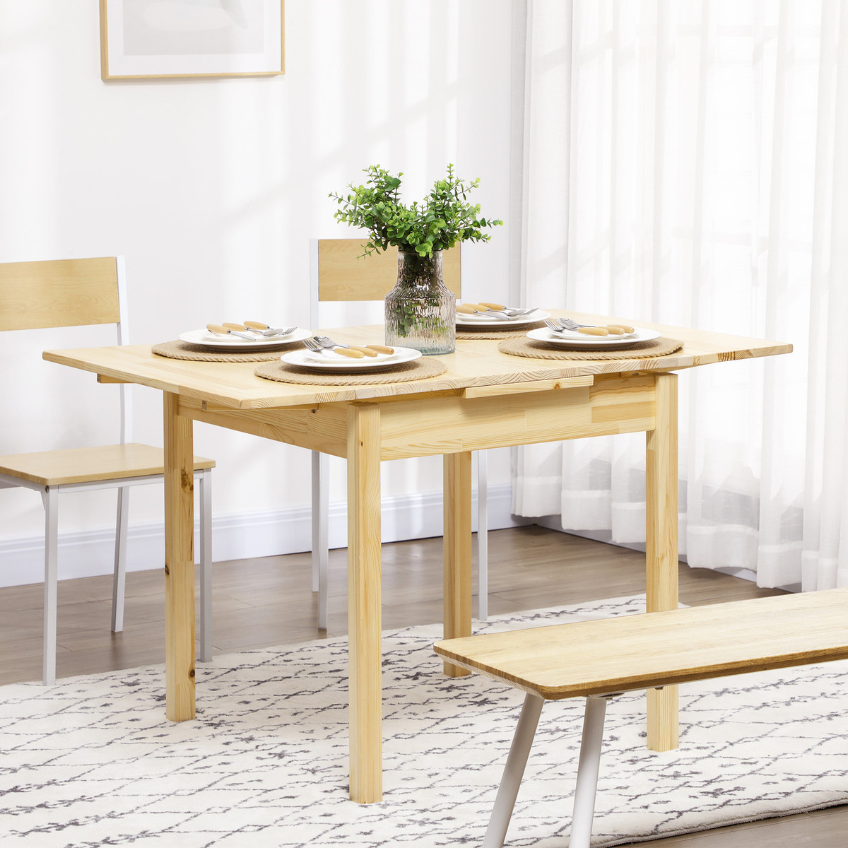 HOMCOM Foldable Dining Table, Pine Wood Drop Leaf Table for Small Spaces | eBay HOMCOM Foldable Dining Table, Pine Wood Drop Leaf Table for Small Spaces | eBay