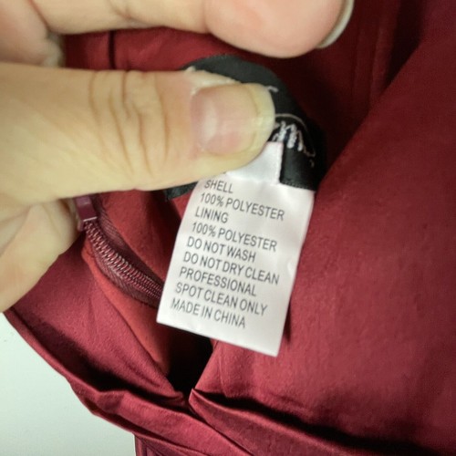 La Femme Wine Red Strappy Back Side Slit Satin Ballgown Dress Gown NWT Size 4 - Picture 8 of 8