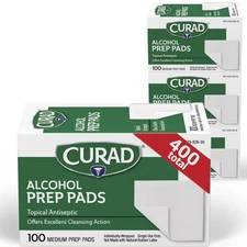 CURAD Alcohol Prep Pads 400ct (4 Boxes) – First Aid Swabs Wipes