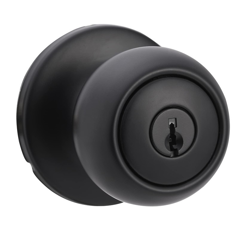 Amazon Basics Exterior Door Knob With Lock, Coastal, Easy To Install