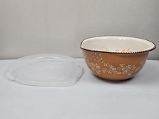 Temp-tations 1.5 QT Straining Fruit Bowl Pasta Server Lid Floral Lace HTF