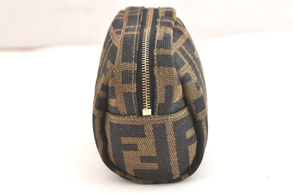 Auténtica Cartera FENDI Zucca Vintage Lona Cuero Marrón Chatarra 4038N Foto 4 de 4