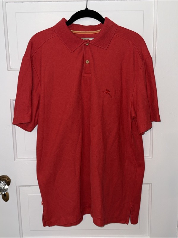 Tommy Bahama Medium Red Marlin Polo Shirt Cotton Blend