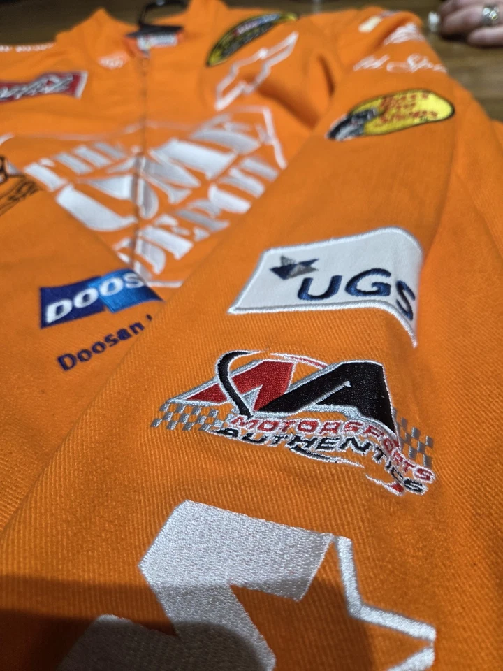 NUEVO CON ETIQUETAS Abrigo Mujer Chase Authentic Naranja Nascar Chaqueta #20 Tony Stewart Talla L Foto 3 de 4