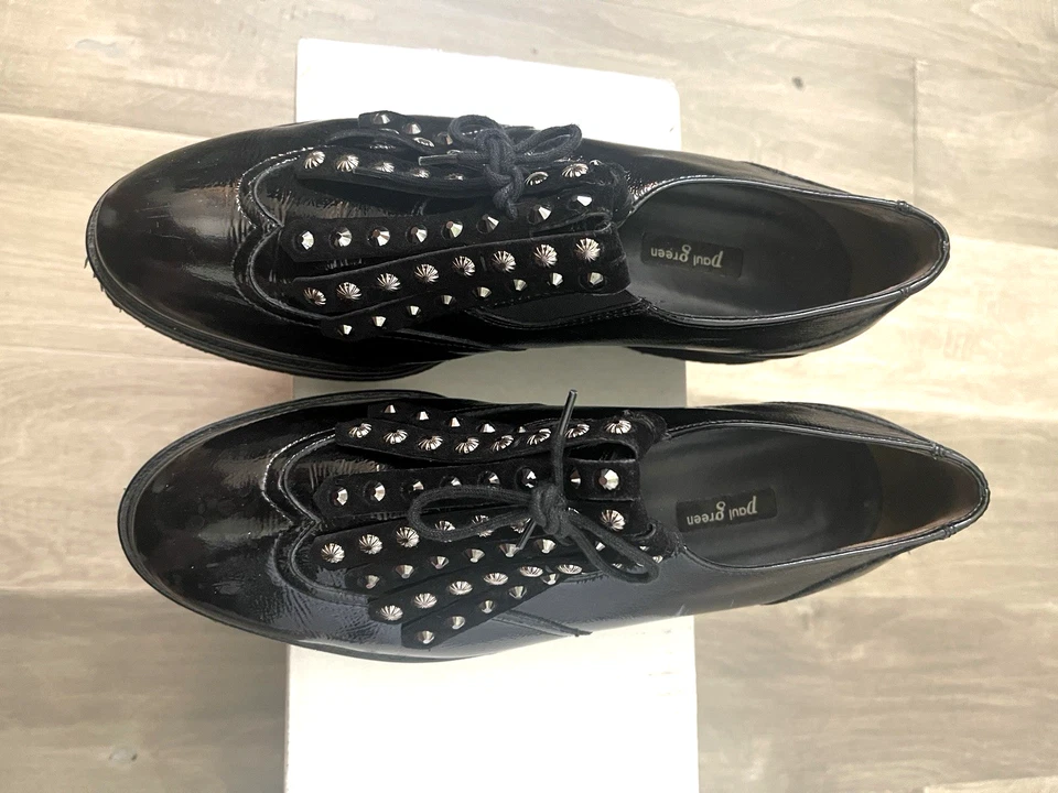 Zapatos Paul Green para mujer talla 9 negros con tachuelas punta de ala sin cordones Foto 3 de 4