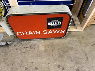 NOS Stihl Chain Saws Reproduction Advertising Sign Orange White Black