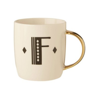 Monogramm Tasse Buchstabe F Initiale Kaffeetasse weiß Diamant Deko strukturiert Geschenk NEU
