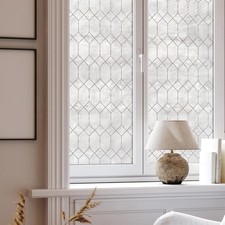 Old English Window Privacy Film by Textured Leaded Glass Design Static Cling