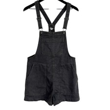 Aerie Black Denim Shortalls Overalls Cotton - S