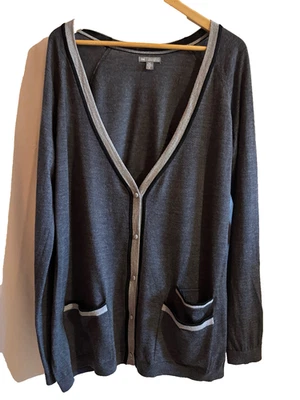 GAP gilet cardigan mi-long gris foncé taille XL ou 46 en laine merinos - Photo 1/4