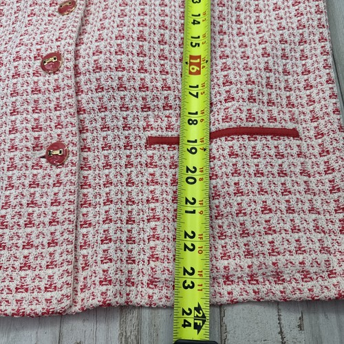 Vintage St John jacket Knit Coral Pink White Check Suit Blazer Jacket Sz 12 USA - Picture 6 of 12