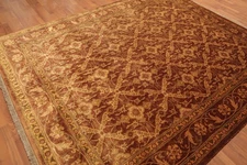Gold Wash 200 KPSI Silky Sheen 7'6" x 9’5" Hand Knotted Oriental Area Rug Brown