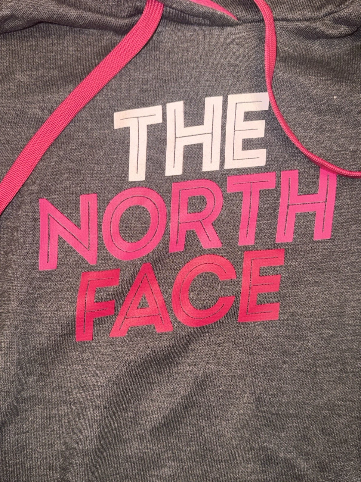 North Face Hoodie Sweatshirt Women’s Large Gray/ Pink Long Sleeve Graphic Ladies