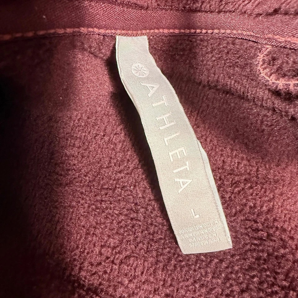 Sudadera Pullover Para Mujer Athleta Grande Borgoña Forrada de Vellón Envolvente Frontal Foto 4 de 4