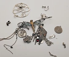 1.40 Troy Ounces Sterling Silver Jewelry  Scrap As Shown  FREE SHIPPING