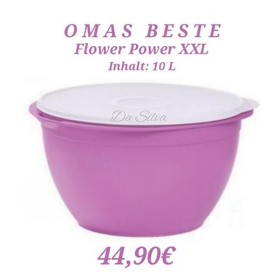 Tupperware Rührschüssel Oma´s Beste 10L lila XXL Blümchendeckel Party Bowl