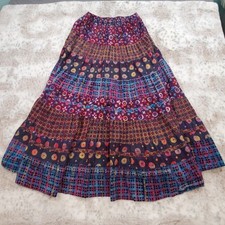VTG Carole Little Women's Tiered Bohemian Colorful Purple Midi Skirt Size Small