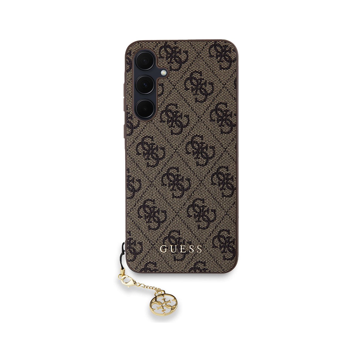 Coque de protection Guess 4G Charm Galaxy A35 5G marron, idéale pour le quotidien