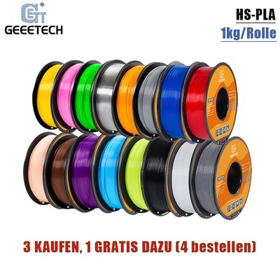 【 Kaufe 4 Zahl 3 】GEEETECH PLA 3D Drucker Filament 1KG High Speed HS-PLA Filamen